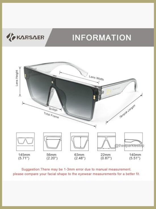 Oversized Square Flat Top Sunglasses with UV400 Protection main image 5